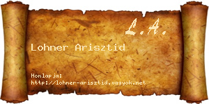 Lohner Arisztid névjegykártya